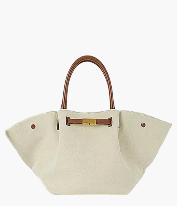 WHITE BROWN Marbel Tote