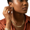 18K Gold Plated Cuban Chain Rhinestone Jewelry Set
