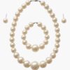Pearl Earrings, Bracelet And Necklace Set