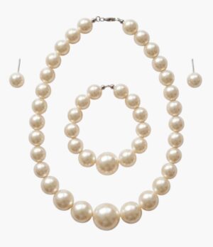Pearl Earrings, Bracelet And Necklace Set