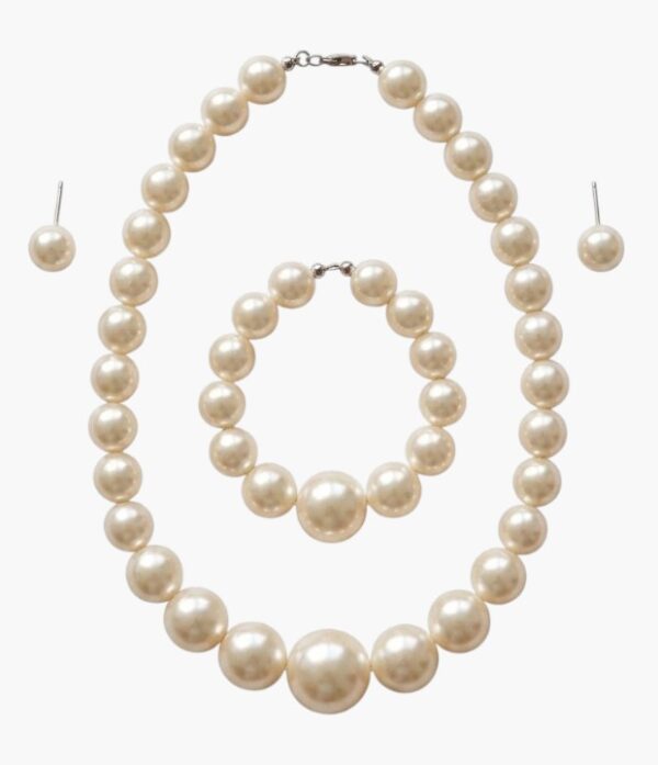 Pearl Earrings, Bracelet And Necklace Set