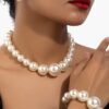 Pearl Earrings, Bracelet And Necklace Set