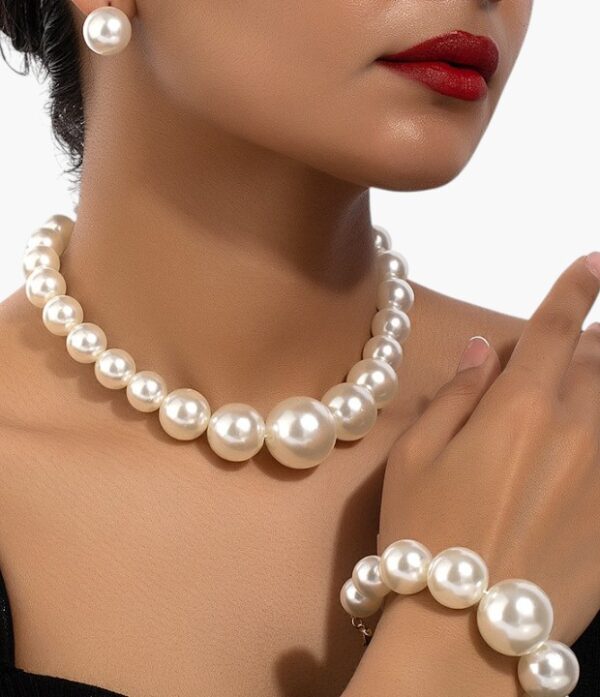 Pearl Earrings, Bracelet And Necklace Set
